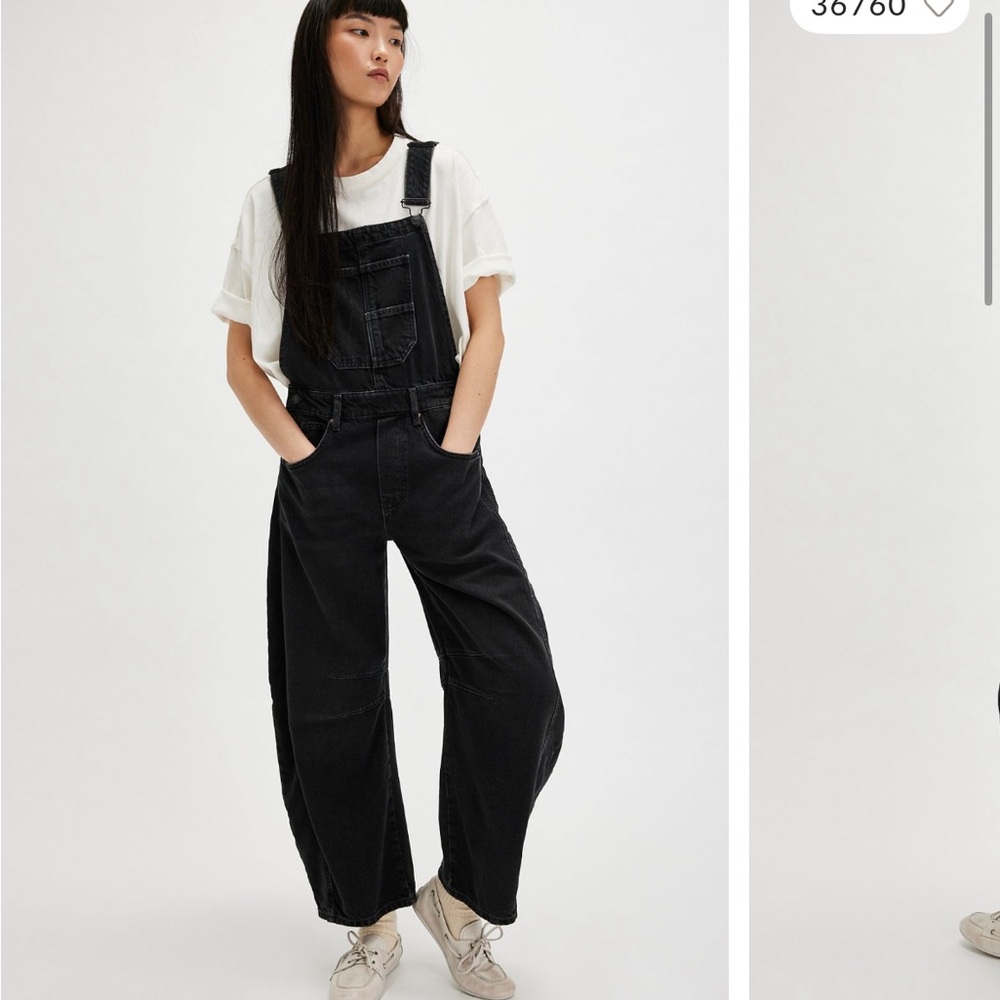 Free People Black Corduroy Overalls size XS NWOT
